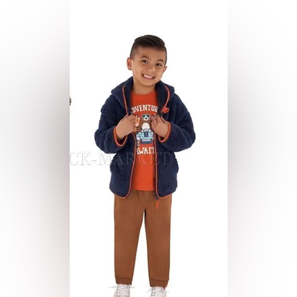 NWT New Member's Mark Boys Cozy Jacket shirt & joggers Set, Size 12 month,